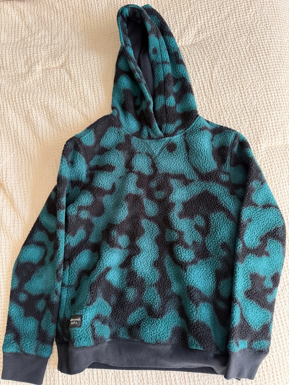 abercrombie kids Teal & Black Sherpa Hoodie